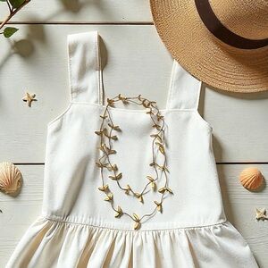 Rare Vintage 1980s Anne Klein ‘Couture’ Sculptural Gold-Tone Leaf Necklace 65”